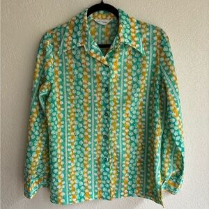Groovy Vintage Blouse Psychedelic 70s Alex Colman M/L? Button Costume Retro